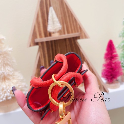 Neu mit Etikett Tory Burch Robinson Mini Beuteltasche Schlüsselanhänger Taschenanhänger Schlüsselanhänger rot - Bild 5 von 8