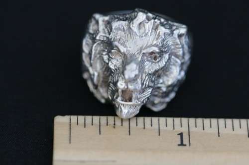 Vintage Sterling Silver Men's Quality Lion Ring Size 8.75 Solid 925 Silver 16.6g