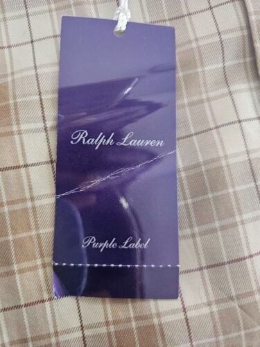 Camisa Ralph Lauren Etiqueta Púrpura Hecha en Italia 100% Algodón Marrón Para Hombre L - Imagen 8 de 8