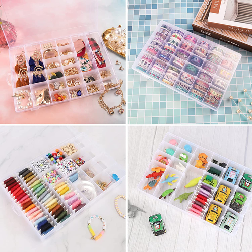 2 Piece 36 Grids Clear Plastic Bead Organizer Box Fishing Tackle Compartment New - Picture 6 of 12