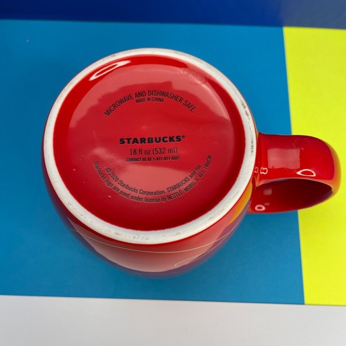 Starbucks 2020 Bright Red With Gold Accent Coffee Tea Cup Mug 18 Oz - Picture 5 of 6