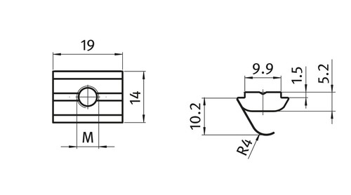 100x Nutenstein einschwenkbar Nut 10 - Typ B - mit Steg, Federblech, Stahl - Picture 2 of 15