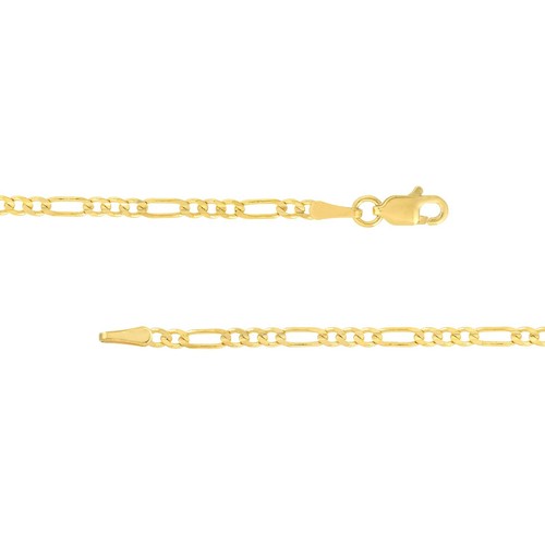2.36mm Concave Figaro Chain Necklace Real 14K Yellow Gold - Picture 2 of 3