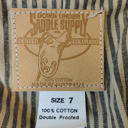 Vintage DOWN UNDER SADDLE SUPPLY Mens 7/Small Tan Long Duster Trench Coat - Picture 6 of 6