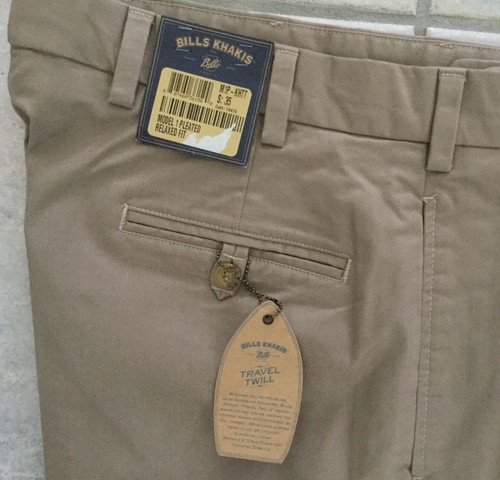 BRAND NEW-Bills khakis M1P-KHTT Size 33 KHAKI TRAVEL TWILL PLEATED $165 - Picture 2 of 3