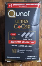 New in Box Qunol Ultra CoQ10 100mg Dietary Supplement 120 Count EXP 04/2028