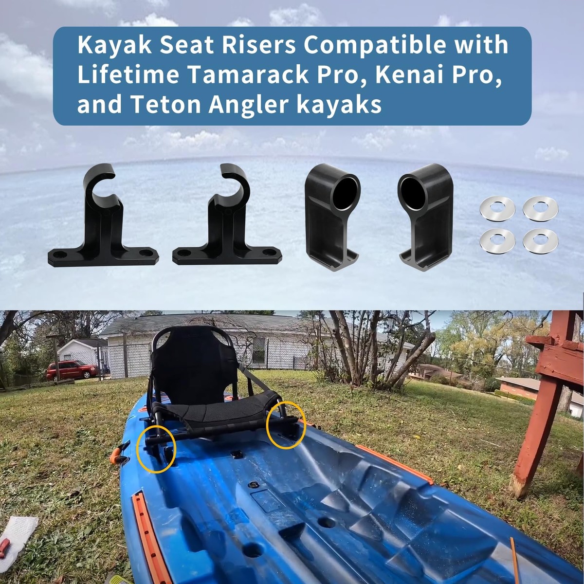 Canoe Seat Risers For Lifetime Tamarack & Kenai Kayaks - 2 Inch Height ...