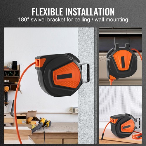 Retractable Air Hose Reel 3/8 IN x 50 FT Hybrid Enclosed Air Hose 300 PSI New @ - Picture 3 of 11