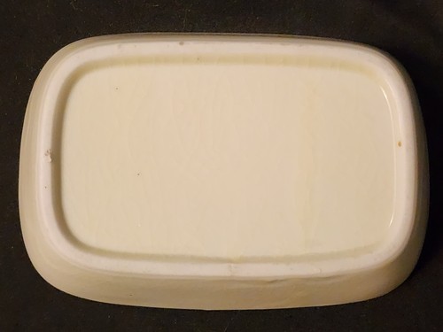Vintage Porcelain Japanese Soap Dish MCM White w Gold Trim Peacock & Flowers B54 - Picture 10 of 10