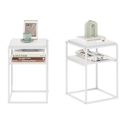 Furinno Moretti 2-Tier Lifestyle Stackable Shelf in Solid White Set of 2 - Picture 4 of 6