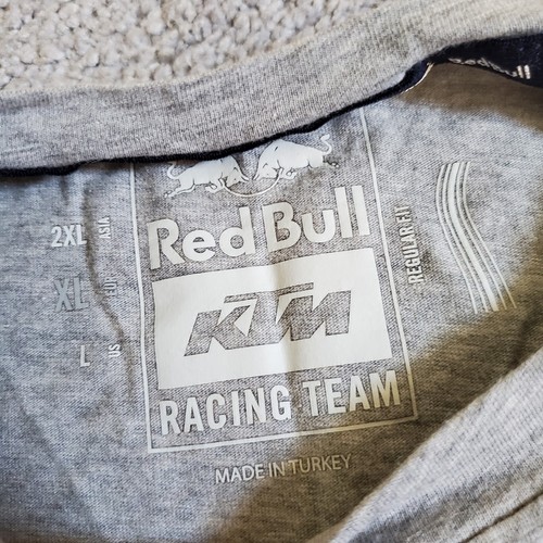Red Bull Shirt Mens XL Gray KTM racing Team MotoGP Motocross MXGP - Picture 5 of 9