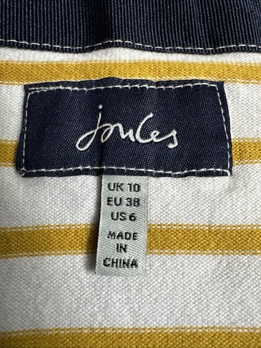 Joules Size 10 White And Mustard Striped Long Sleeve Top - Picture 14 of 20