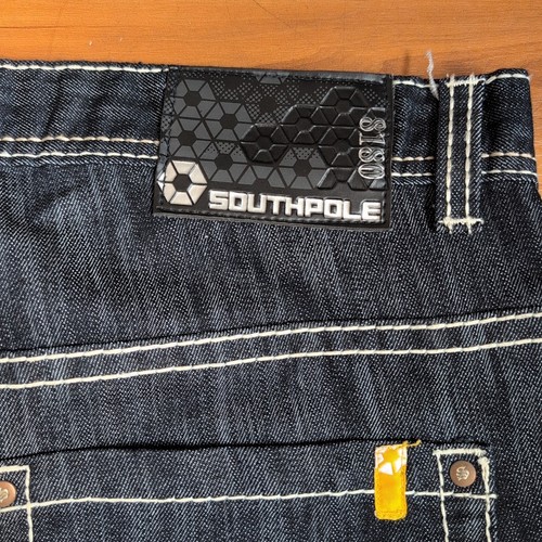 Vtg South Pole Pants Mens 38x31 Dark Wash Blue Grunge Emo Skate Jeans 8180 Y2K - Picture 12 of 15