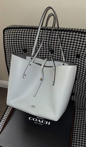 Coach Handtasche hellblau Kiesel Leder Beuteltasche groß