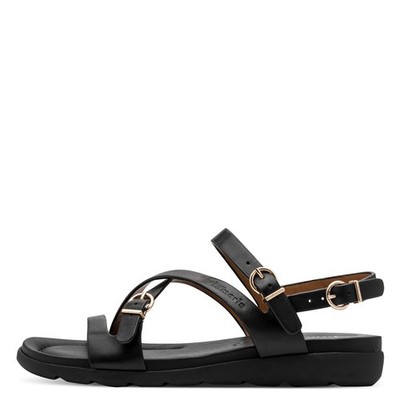 Tamaris Sandalette 28231 Schwarz - Leder, Keilabsatz und Touch-it Fußbett