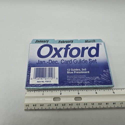 Juego de 12 guías de tarjetas de meses OXFORD 3x5 en tablero de prensado azul 1991 P3512 - Imagen 3 de 5