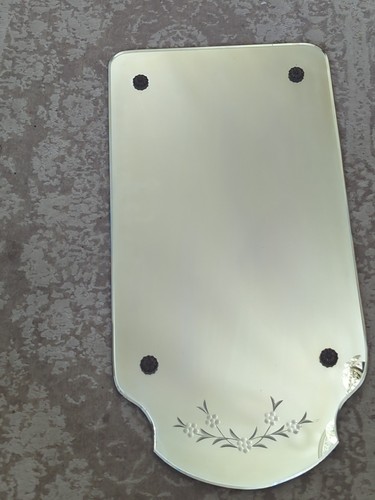 Antiguo espejo de pared rectangular grabado corte floral Art Deco biselado Trumeau  - Imagen 4 de 8