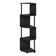 Pemberly Row 4-Tier Zigzag Corner Shelf Bookcase in Bookshelf in Espresso/Black