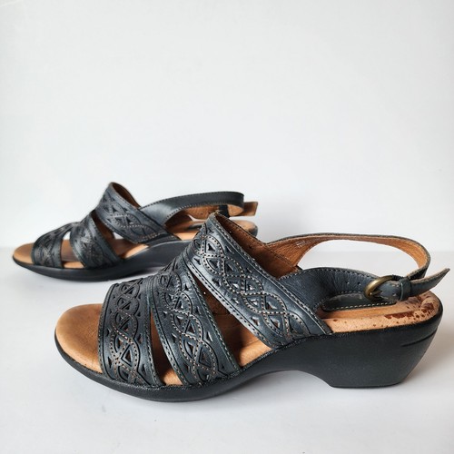 Clarks Artisan Dark Blue Leather Slingback Sandals Women’s Size 8M 32124 - Picture 3 of 11