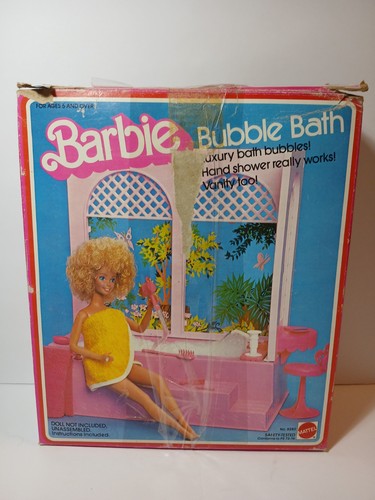 1981 Vintage Barbie Schaumbad Spielset Handbrause funktioniert Mattel #5280 mit Box - Bild 2 von 23