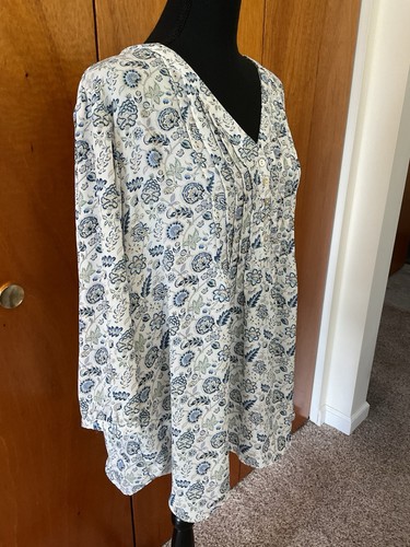 Rose And Olive Plus Size Floral Tunic Multicolor 3/4 Ballon Sleeves SZ 2X - Picture 5 of 10