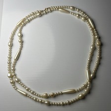 Long Strand Teardrop Retro Vintage Faux Champagne Pearls Necklace 46  