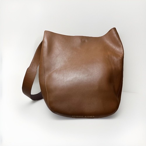 ETIENNE AIGNER Soft Brown Leather Hobo Tote/Shoulder Strap W/Maroon Interior - Picture 1 of 13