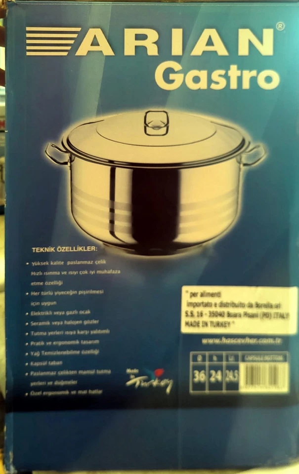 Pentola Arian Gastro 36x24 cm Acciaio Inox Fondo Capsulare 24,5L - Immagine 4 di 4