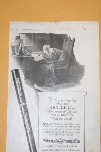 1925 Papieranzeige Waterman Ideal Füllfederhalter Richelieu Clip-Cap - Bild 2 von 4