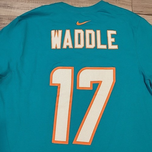 Nike NFL Miami Dolphins Jaylen Waddle #17 T-Shirt XL Teal Crewneck Pullover Tee