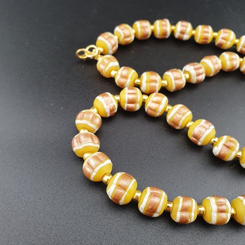 Venezianischer Stil Aventurin Gelb Glasperlen Halskette 22 Zoll | 10,9 mm Perlen - Bild 3 von 19