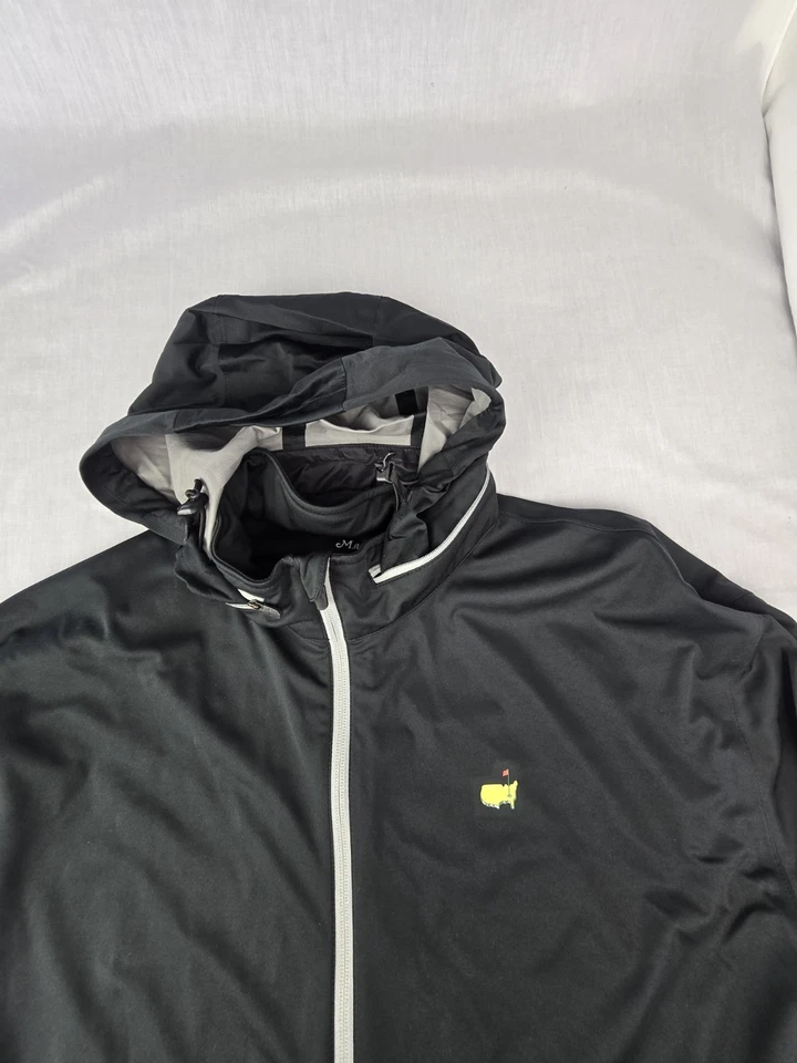 Masters Tech Black Full Zip Packable Hood Golf Windbreaker Rain Resist Jacket L - Image 2 of 4