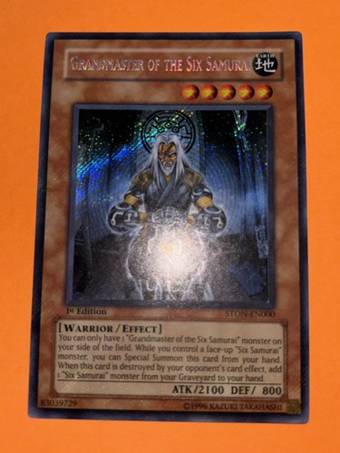 Grandmaster of the Six Samurai STON-EN000 Secret Rare 1st Edition Yugioh NM - Picture 1 of 4