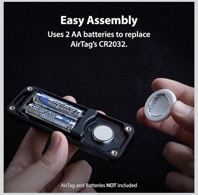AirTag 10-Year Extended Battery Case - Uses AA Batteries - 14x More Capacity ...