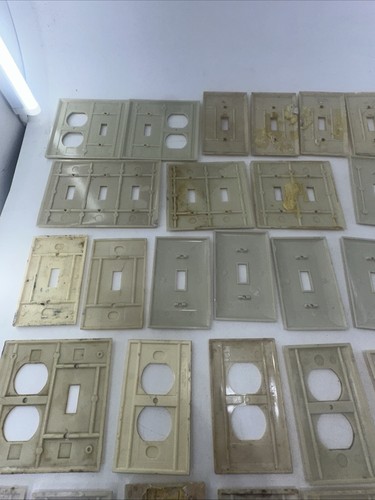 Huge Lot Vintage Sierra Ribbed Ivory Beige Cream Outlet Switch Plug Plate Cover - Picture 24 of 24