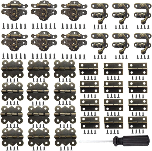 36 Sets Retro Jewelry Box Hinges and Latches Hardware, Small Bronze Brass Latch - Picture 9 of 12