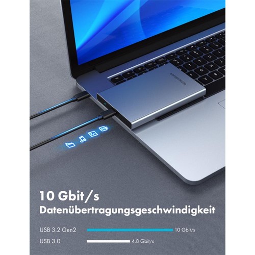 GRAUGEAR externes Festplatten Gehäuse 2,5" HDD/SSD USB 3.2 Aluminium USB-C USB-A - Bild 3 von 11