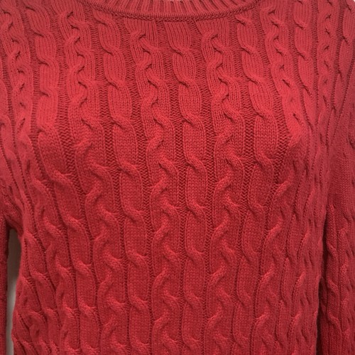 Suéter para mujer Croft & Barrow rojo tejido con cable 100 % algodón vintage años 90’s M - Imagen 3 de 6