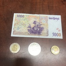 PORTUGAL 1000 Escudos 1998 Ch13 Signed & 5-1998,50-1998 & 100-1992 Escudos Coins