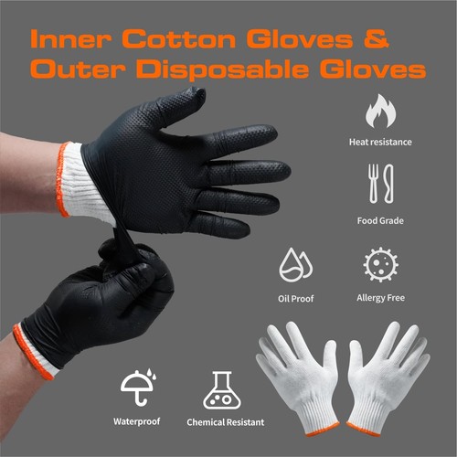 BBQ Gloves for Grilling Disposable Heat Resistant - 100 Nitrile Gloves + 4 Re... - Picture 5 of 6