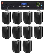 JBL VMA1120 Commercial/Restaurant 70v Mixer/Amplifier+(10) 6.5" Wall Speakers