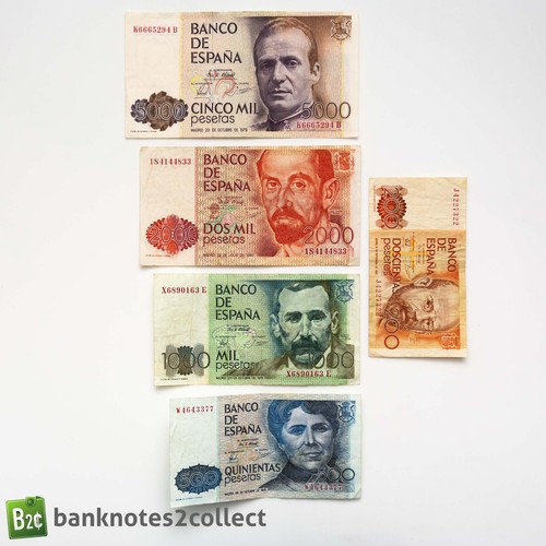 SPANIEN: 5er Set Spanische Peseta Banknoten.