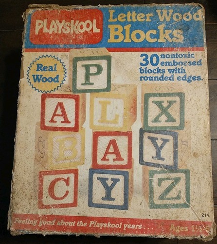 Playskool 30 Letter Wood Blocks Alphabet Embossed Round Edge Vintage 1986 - Bild 3 von 7