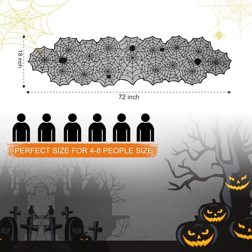 Halloween Tischläufer - schwarze Spitze Spinnennetz Tischläufer für Halloween Deko - Bild 3 von 7
