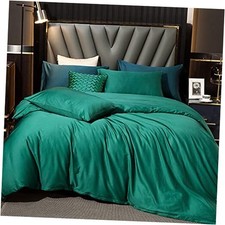 Duvet Cover Set 100 Egyptian Cotton Luxury Solid Bedding King Forest Green