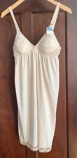 NWT Vintage "Social Form" Cotton Full Slip Dress with Built in Bra Lingerie  36