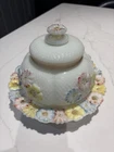 Antique Consolidated Lamp And Glass Cosmos Lidded Butter Dish Slight Chip On Lid