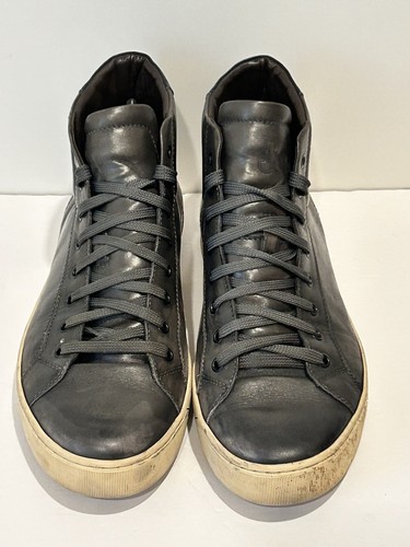 Bruno Magli Mens 11M US High Top Leather Sneaker Gray - Picture 3 of 6