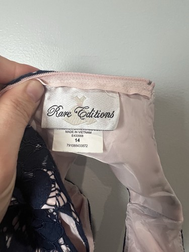 Rare Editions Blue Lace Pink Tulle Girls Dress Size 14 Lined Fancy - Picture 11 of 12
