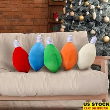 Christmas Bulb Pillow Set 5pcs Soft Plush Cushion Decorative String Pillow New